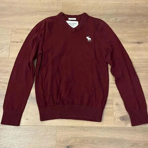 Abercrombie & Fitch | Y2K v-neck pullover sweater Moose Logo Mens size M L A&F